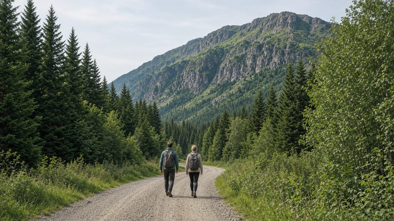 Weg bei Steibis mit Blick auf die Berge